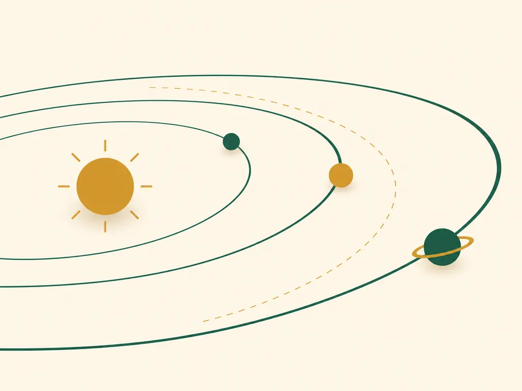 A minimal illustration of planets on their orbits around a sun